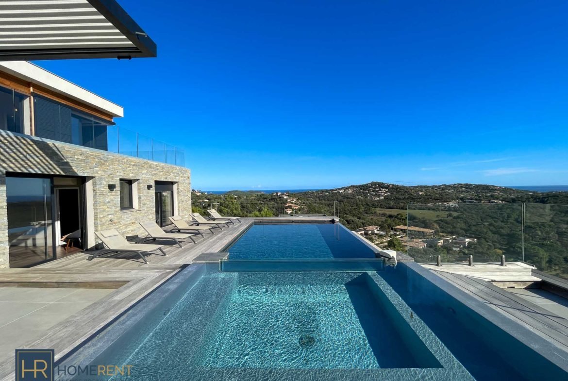 Location villa St Cyprien Corse du Sud Porto-Vecchio vue mer panoramique piscine 7 chambres climatisée neuve moderne proche plage Cala Rossa Pinarello Luxe